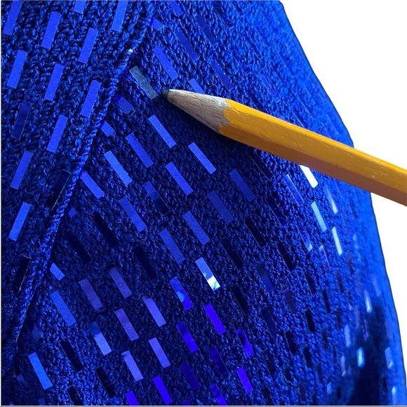 St. John Evening Black Cobalt Blue Sequined Evening Dress Cocktail Party Luxe 10 - Picture 4 of 14